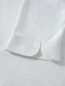 Manfinity Homme 男式纯色长袖纽扣设计立领厨师衬衫 - 白色 - 查看 4