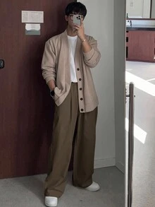 DAZY Men's Solid Brown Pleated Pocket Pants, Autumn - Brown - View 4