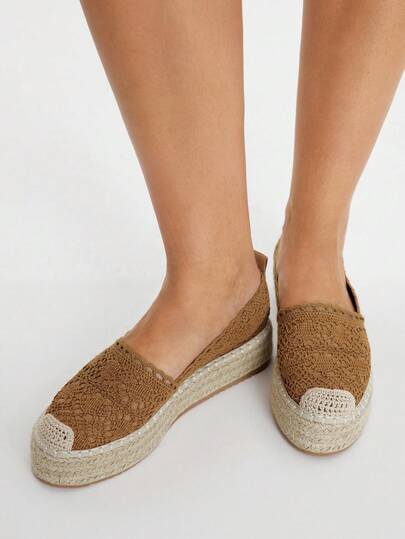 Styleloop 坡跟厚底编织一脚蹬鞋，波西米亚风格