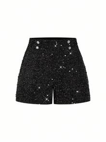 Ellevyn 简约休闲时尚通勤百搭日常女士短裤 - 黑色 - 查看 13