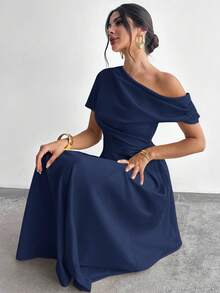 Firerie 女士优雅舞会礼服婚礼派对毕业典礼无袖公主A字长裙 - 藏蓝色 - 查看 5