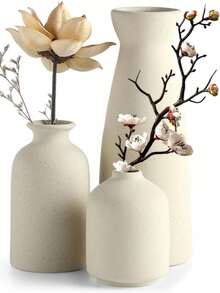 1/3pcs Beige Ceramic Vase Set - 1 Small Vases For Decoration, Modern Bohemian Farmhouse Home Decor Decorative Vases For Pampas Grass And Dried Flowers, Creative Shelf, Table, Bookshelf, Entryway,Fall Decor,Christmas Decorations,Halloween Decor, Back To School, - Multicolor - View 2