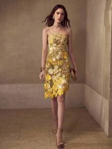 MOTF PREMIUM 优雅刺绣不对称下摆连衣裙