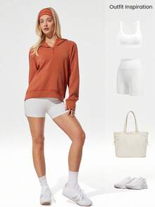 GLOWMODE Modal Silk Touch Oversized Long Sleeve Half-Zip Hoodie Fall