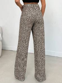EURMUSE 100% Cotton MID RISE WIDEEG CUT LEOPARD JEAN - Multicolor - View 2