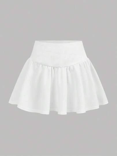 Girlism Minifalda blanca con cintura ancha y volantes para adolescentes, para la escuela o uso casual