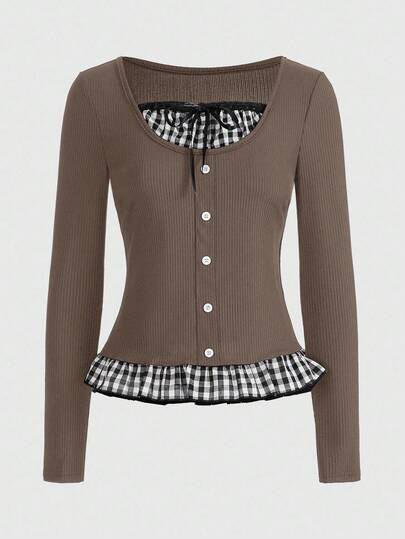 Kawaii Vintage Sweet 2 In 1 Long Sleeve Women T-Shirt