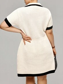 Easura Plus Size Vintage Chic Long Sleeve Button-Up Sweater Dress (Woe Is Me Vibes) (Wednesday Aesthetic) Winter Fall Autumn