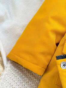 SHEIN Newborn Baby Girl Cute Cartoon Pattern Hooded Jacket, Versatile For Autumn/Winter Fall - Yellow - View 3