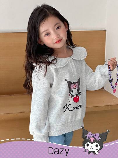 HELLO KITTY AND FRIENDS | SHEIN DAZY 少女彼得潘领卡通图案针织卫衣，秋冬