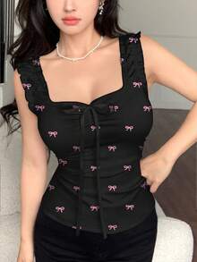 Modelyn 女式宽松蝴蝶印花黑色连帽运动衫，休闲秋季 - 彩色 - 查看 3