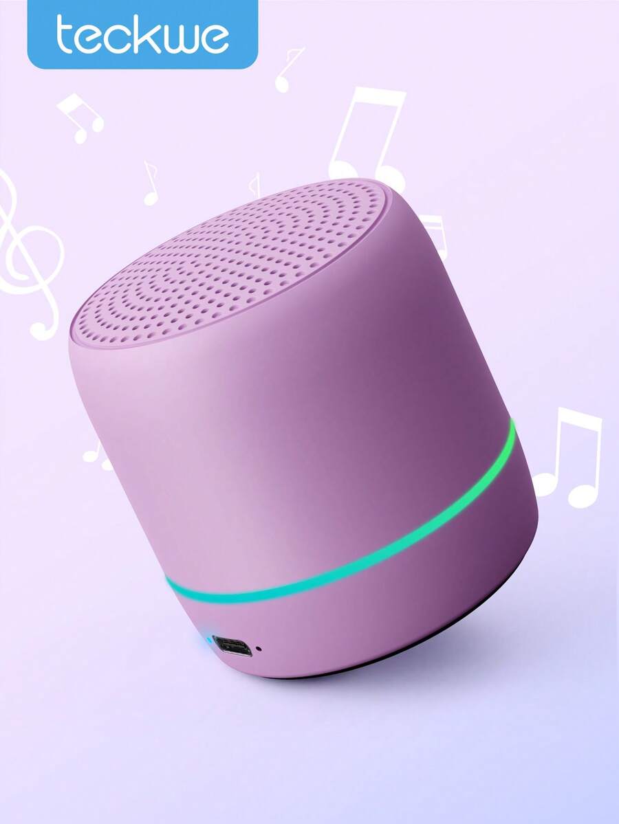 Teckwe Loa không dây mini di động đèn LED thở, âm thanh nổi lớn cho phòng tắm, bãi biển, tiệc ngoài trời, màu tím - Màu tím - Xem 1