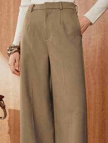 Avenne Women's Casual Solid Color Wide Leg Pants Fall Cloth For Women
