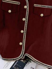 GlowEve CURVE Plus-Size Women's Woven Elegant Holiday Summer Shirt - Red - View 4