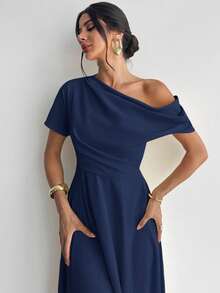 Firerie 女士优雅舞会礼服婚礼派对毕业典礼无袖公主A字长裙 - 藏蓝色 - 查看 3