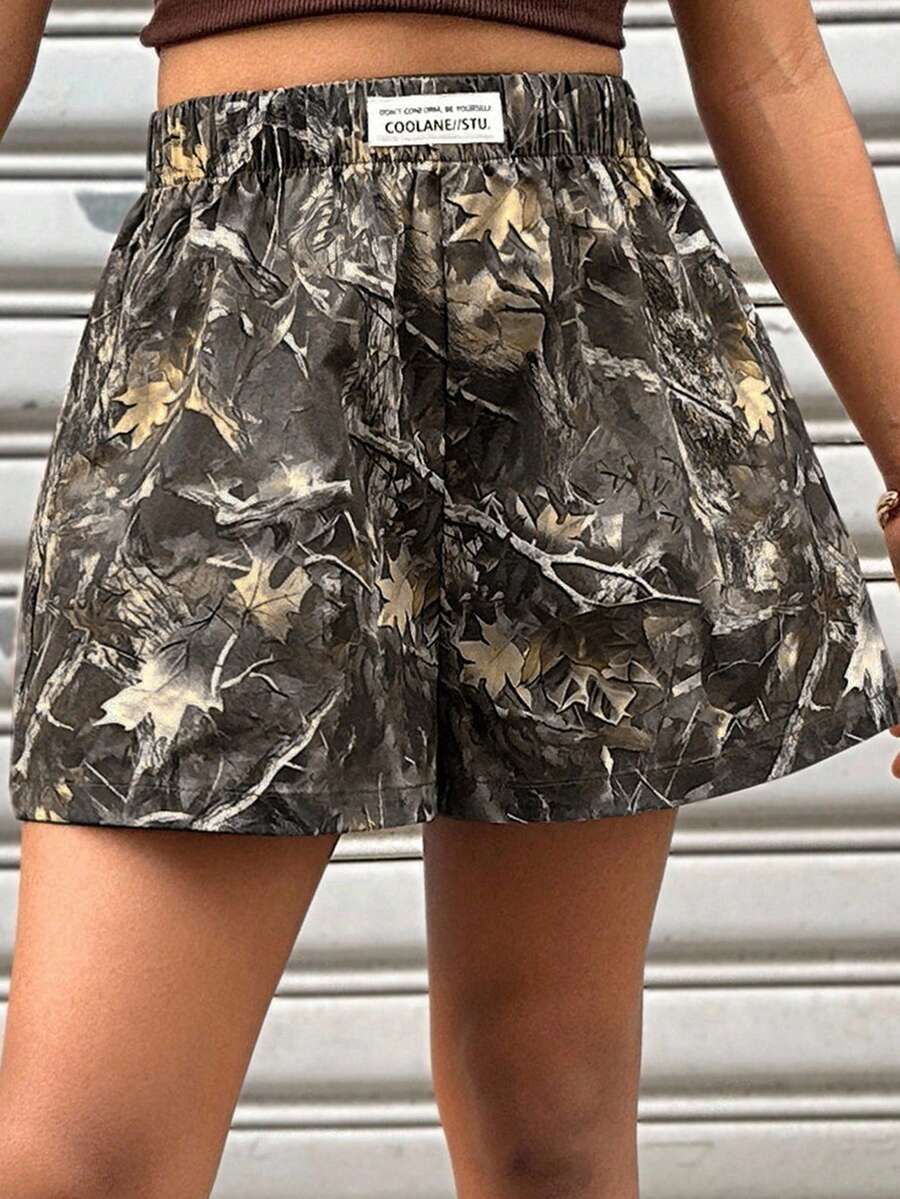 Coolane Tween Girl Fall Clothes,Tree Branch Pattern Streetwear Graphics Shorts,Back To School , Homecoming - Army Green - View 1