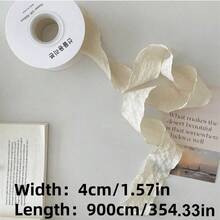 1roll 4cm/2.5cm Pleated Flower Gift Cake Packaging And Decorative Ribbon Wrapping And Decoration Pleated Wavy Silk Ribbon Fabric Ribbon Gift Packaging Rope Flower Art Binding Ribbon Gift Decoration Tie - 杏色 - 查看 4