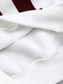 StreetHx Áo nỉ tay raglan in họa tiết số phong cách đại học màu tương phản dành cho nữ, mùa thu - Màu Đỏ Sâu - Xem 3