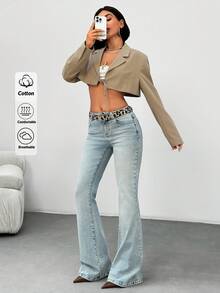 EURMUSE Light Washed Pocket Detailed Flared Jean - Light Wash - View 1