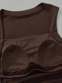 SHEIN EZwear Bộ 3 áo tank top nữ cổ vuông, eo nhún, phong cách tối giản, đa năng, gợi cảm, thích hợp cho mùa hè, có áo ngực tích hợp. - Nhiều màu - Xem 11