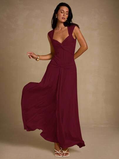 Glamine Women's Elegant Sexy Twist V-Neck Waist Cinched Long Dress In Light Yellow, Suitable For Parties, Everyday Wear, Garden Gatherings Winery Dresses For Women Burgandy Dresses Elegant Fir A Wedding Dresses For Women Elegant Bridesmaid Dresses Wine Dress Burgundy Bridesmaid Dress, Christmas