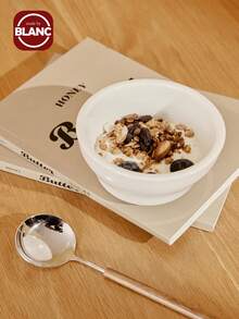 Madebyblanc 1个简约纹理白色陶瓷甜点碗、米饭碗、酸奶碗、耐高温陶瓷餐碗、烤箱专用碗 - 彩色 - 查看 1