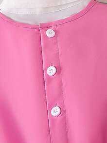 2pcs/Set Young Girls Sleeveless Dress With Cute Pink Floral Decor, Paired With White Long Sleeve Basic Shirt Undershirt Fall Winter - Pink - View 5