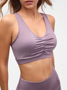 SHEIN Sports 全新户外休闲女士运动文胸，适合跑步、健身、瑜伽 - 紫色 - 查看 5