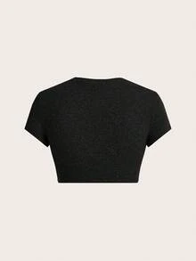 SHEIN ICON 三件套休闲简约黑白红短款T恤，百搭风格，超短紧身剪裁，适合春夏穿着。 - 彩色 - 查看 8