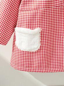 SHEIN Áo khoác lông trắng cổ điển họa tiết răng sói đỏ kiểu Pháp thanh lịch cho bé gái, mùa thu/đông - Màu Hồng baby - Xem 5