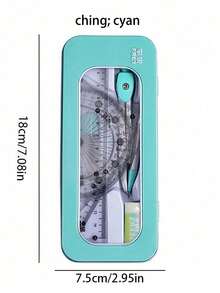 1 套极具吸引力的圆规尺子套装三角尺测试尺多功能尺子金属配件套装。