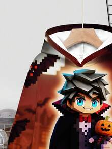 Tween Boy Casual Minimalist Autumn New Pumpkin Lantern Sporty Loose Comfortable Long Sleeve Sweatshirt, Suitable For Autumn/Winter - Multicolor - View 4