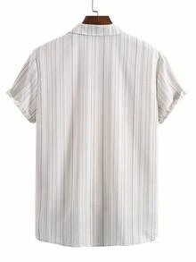 Manfinity Homme 男士夏季条纹短袖单排扣休闲衬衫 - 彩色 - 查看 2