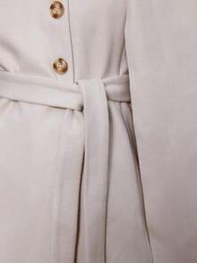 SHEIN Privé VITNOS Women's Fall/Winter Cape Sleeve Overcoat,White Gold,Autumn,Elegant,Office Solid Color Elegant Coat For Party,Luxury Evening,Date Night,New Year - Beige - View 8