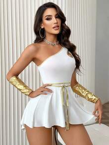 Fantasy Costume Women's Costume Set (Dress, 2pcs Gloves, Belt) Halloween