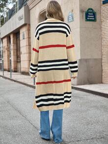 EMERY ROSE Women's Vacation Stylish Classic Contrast Stripe Western Style Cardigan - Multicolor - View 2