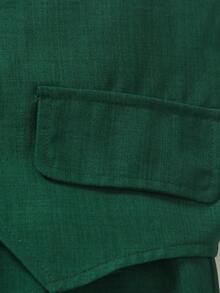 SHEIN Bộ vest nam 2 món, thiết kế cúc chéo bất đối xứng, thích hợp cho đám cưới - Màu xanh lá cây đậm - Xem 7