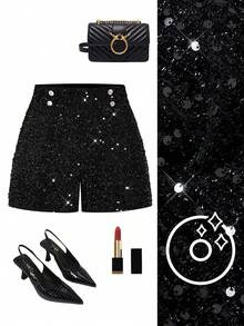 Ellevyn 简约休闲时尚通勤百搭日常女士短裤 - 黑色 - 查看 6