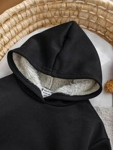 SHEIN Baby Mädchen Lässig Thermofutter Kapuzenpullover, Schwarz, vielseitig für Herbst/Winter