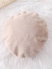 1pc Girls Fluffy Coat With Waist Belt, Bow Decor And Beret Hat, Sweet & Cute Plush Coat Suitable For Autumn/Winter Fall