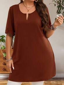 EMERY ROSE Áo thun dài tay màu xanh ô liu cỡ lớn dành cho nữ, đầu xuân - Rỉ Nâu - Xem 4