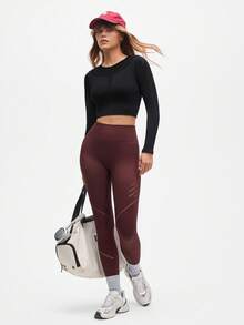 Gameset SHEIN Sport Top attivo a maniche lunghe aderente e traforato - nero - Visualizzare 5