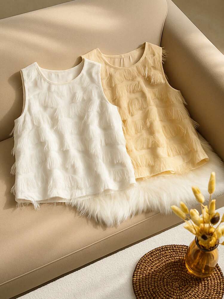 SHEIN Maija White Summer Elegant Night Out Jacquard Fabric Round Neck Peplum Hem Bohemian Women's Top,Casual Holiday Beach Vacation Bali Island Resort Christmas