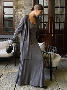 DAZY 2pcs/Set Women Loose Casual Slouchy Grey Outfit, Autumn/Winter Lounge Sets For Women - Grey - View 1