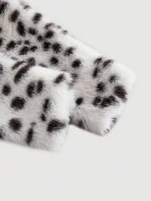 SHEIN MOD Women's Fashionable Leopard Print Faux Fur Jacket, Autumn/Winter - Black and White - View 3