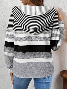 SHEIN LUNE Sudadera de mujer con bloques de color y rayas de punto, adecuada para otoño/invierno - Multicolor - Ver 2