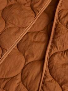 Aveloria 女式法式休闲翻领双排扣绗缝羽绒夹克，冬季 - 棕色 - 查看 7