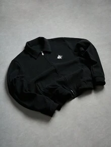 PAVTROS Men's Simple Black Corduroy Jacket , Men Zip Up Jacket , Jersey Jacket , Black Corduroy Jacket , Cropped Zip Up Jacket , Streetwear, Jersey Zip Up Jacket, Grunge, Fall/Winter