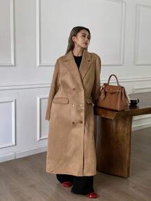 Livesso Women's Autumn Long Suede Blazer Jacket Business Attire