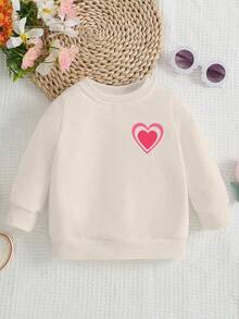 Baby Girl Casual Fashion Colorful Ombre Letter & Floral Graphic Print Crew Neck Sweatshirt, Cozy Pullover For Autumn, Suitable For Cute Princess